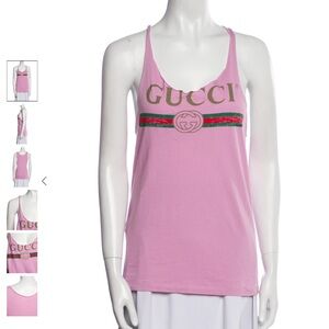 Gucci Pink Logo oversized Tank Top - AUTHENTIC 
-